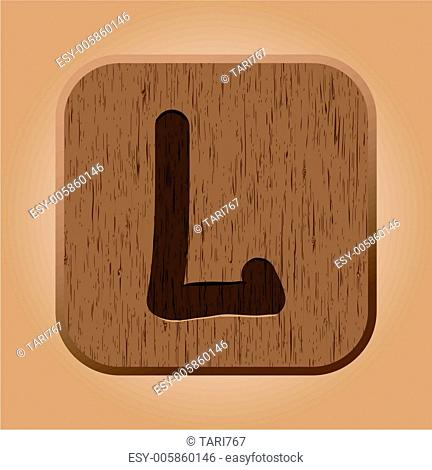 Hand drawn wooden letter L