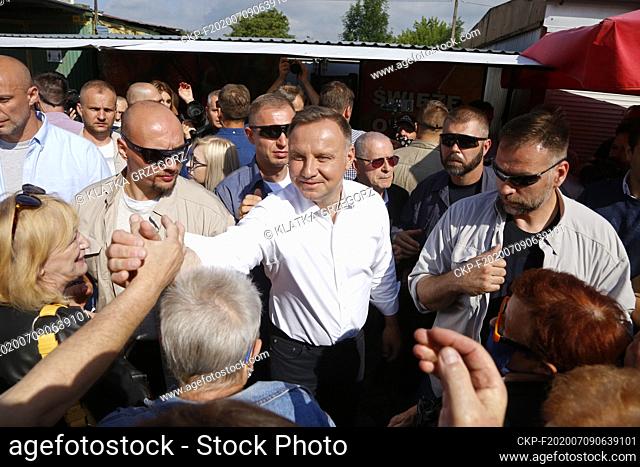 7.09.2020. Dabrowa Gornicza. Polish President Andrzej Duda met the residents of the town of Dabrowa Gornicza in the city market