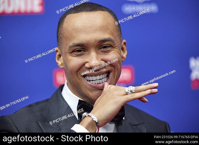 26 October 2023, Berlin: Kelvyn Colt, rapper, comes to the presentation of the Bunte New Faces Awards Music 2023 at Bikini-Haus