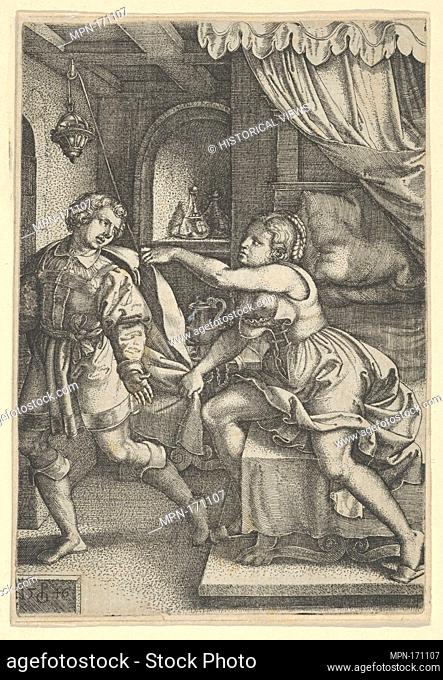 Joseph and Potiphar's Wife, from The Story of Joseph. Series/Portfolio: The Story of Joseph; Artist: Georg Pencz (German, Wroclaw ca