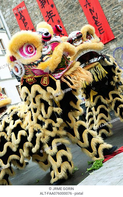 Lion dance in celebration of Chinese new year