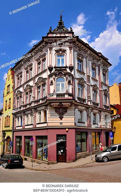 Historical townhouse at the corner of Gleboka and Mennicza Streets, Cieszyn, Silesian Voivodeship, Poland