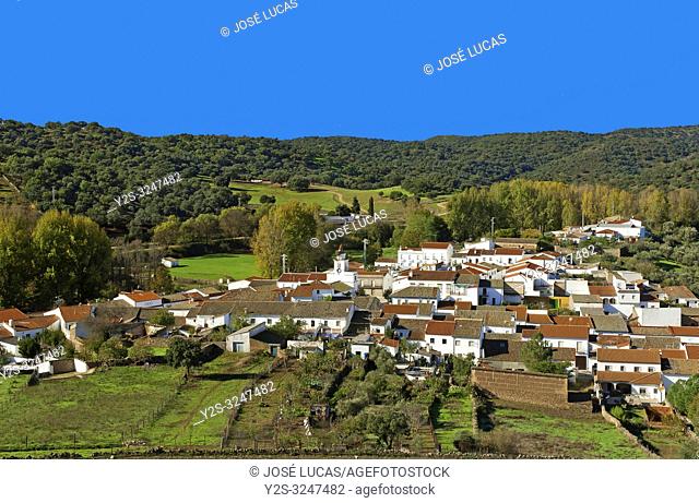 Panoramic view of San Nicolas del Puerto. Sierra Norte Natural Park. Seville province. Region of Andalusia. Spain. Europe