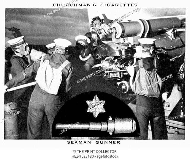 Seaman Gunner, 1937. Churchman's Cigarette Series, The Navy At Work
