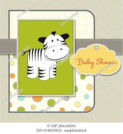 new baby arrived card with zebra