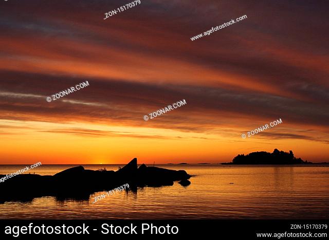 Colourful sunrise at Lake Vanern, Sweden