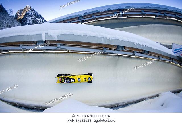 German bobsledders Francesco Friedrich and Thorsten Margis during the men's doubles at the Bobsled World Cup in Schoenau am Koenigssee, Germany, 28 January 2017