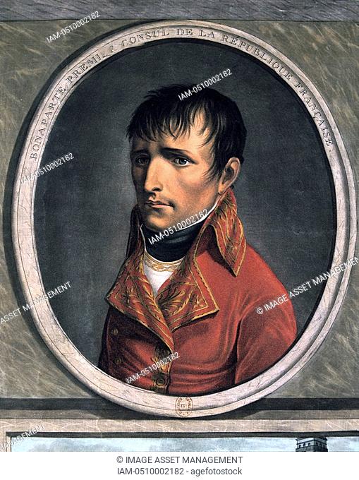 Napoleon Bonaparte 1769-1821 as First Consul. Aquatint