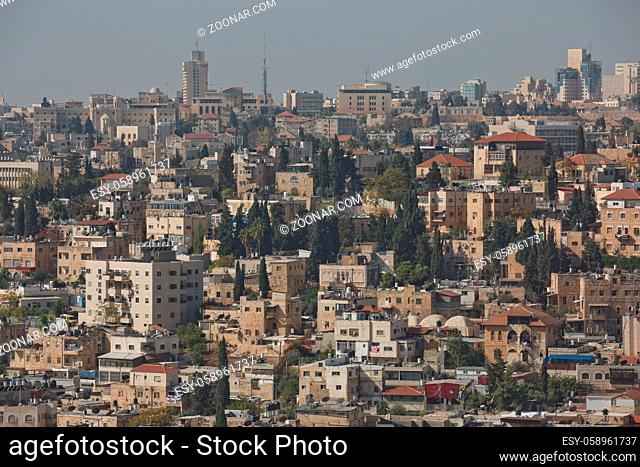 Jerusalem, Israel - October 23, 2017: City of Jerusalem in Israel was built on the desert. It is one of the oldest cities in the world and is considered holy by...