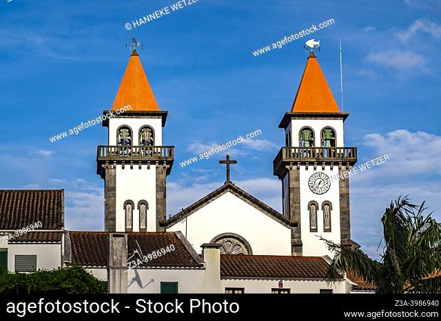 Furnas, Sao Miguel Island, Azores, Portugal - May, 2022: the old church (church of Santa Ana) of Furnas