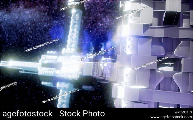 spaceship spacecraft outer galaxy universe. Elements of this image furnished by NASA