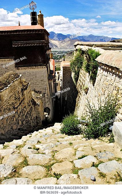 Small lanes of Drepung monastery, literally Rice Heap monastery, Tibet