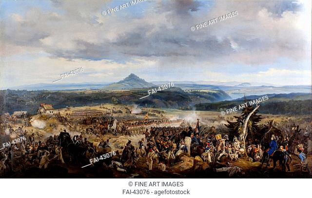 The Battle of Giesshuebel on 1813 by Schwabe, Alexander (1818-1872)/Oil on canvas/History painting/Mid of the 19th cen./Germany/State History Museum
