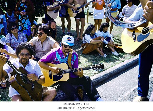 North Island New Zealand Bay Of Islands Waitangi Day Playing Guitars
