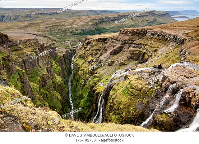 Beautiful Glymur waterfall, west Iceland