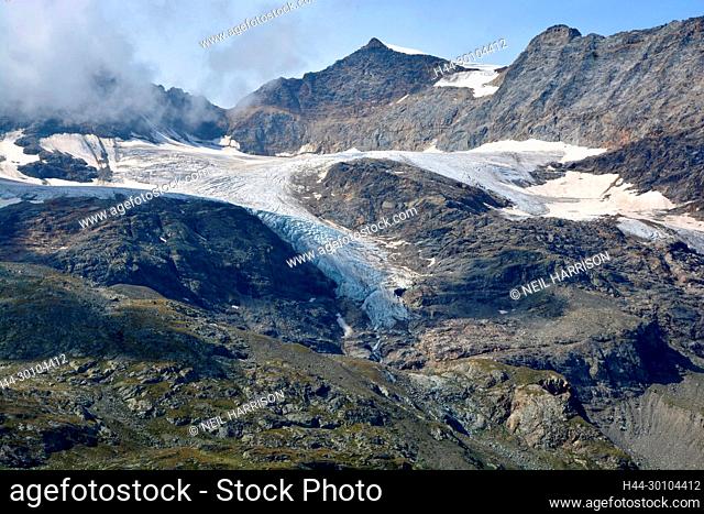 The Piz Cambrena viewed from the Bernina Pass in southern Switzerland above St Moritz