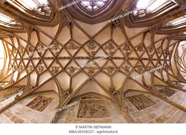 Arched ceiling of the cloister, Himmelkron abbey, Himmelkron, Upper Franconia, Franconia, Bavaria, Germany
