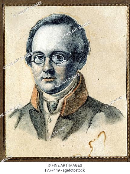 Portrait of the poet Anton A. Delvig (1798-1831). Langer, Valerian Platonovich (1799-after 1870). Lithograph, watercolour. Romanticism. 1830
