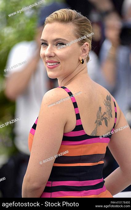 CANNES, FRANCE - MAY 24: Scarlett Johansson attend the ""Asteroid City"" photocall at the 76th annual Cannes film festival at Palais des Festivals on May 24