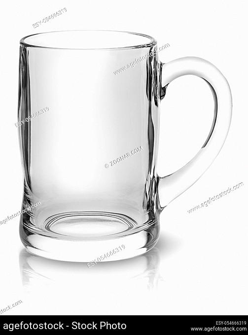 Glass mug for beer top view isolated on white background