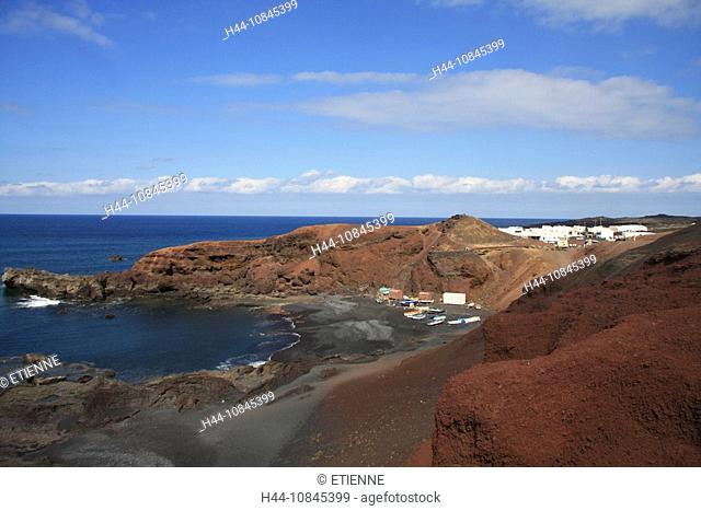 Lanzarote island, Spain, Europe, Canary islands, El Golfo, coast, cliff coast, travel, volcanism, volcanic Landscape