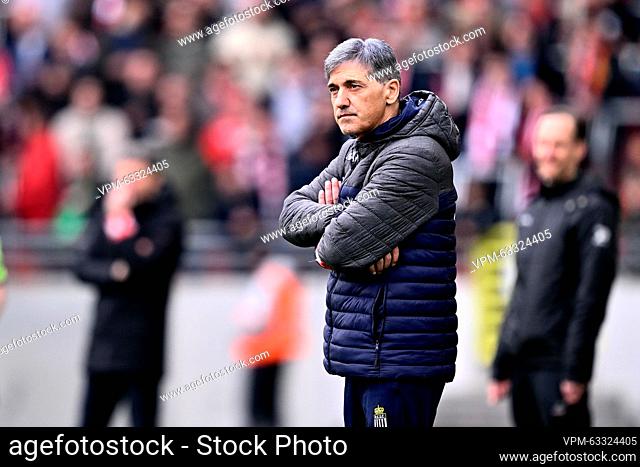 Charleroi's head coach Felice Mazzu pictured during a soccer match between Royal Antwerp FC and Sporting Charleroi, Sunday 19 March 2023 in Antwerp