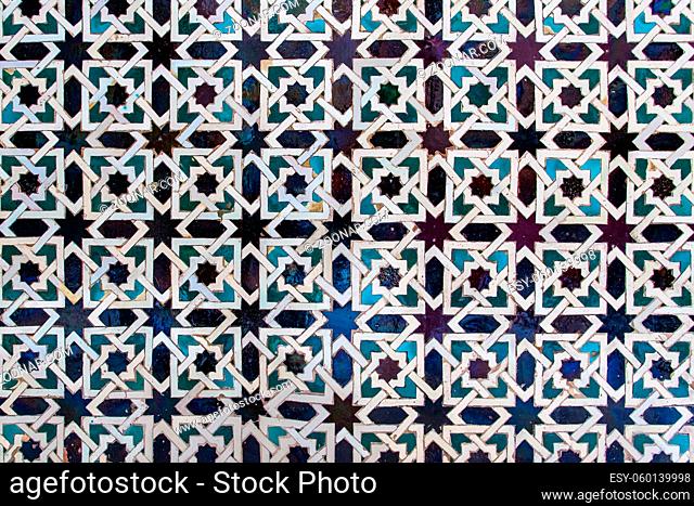 Moorish ceramics with simple geometric pattern with stars