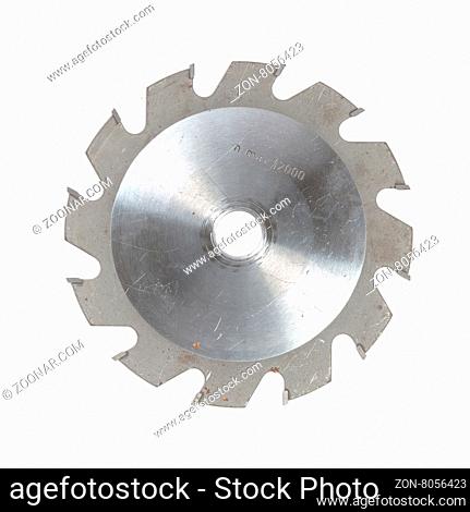 Old circular saw blade isolated on white