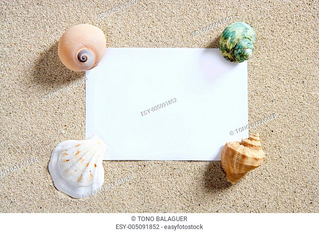 blank paper copy space summer beach sand vacation