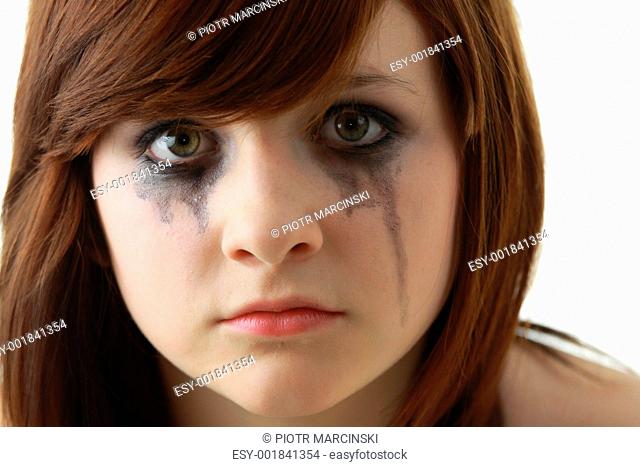 Crying girl with makeup