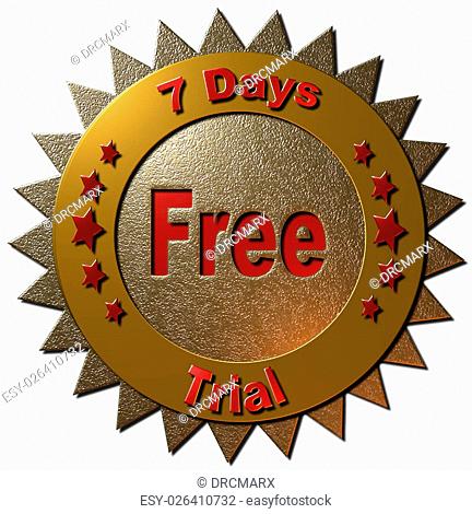 A gold and red seal stating ""7 days free trial"""""