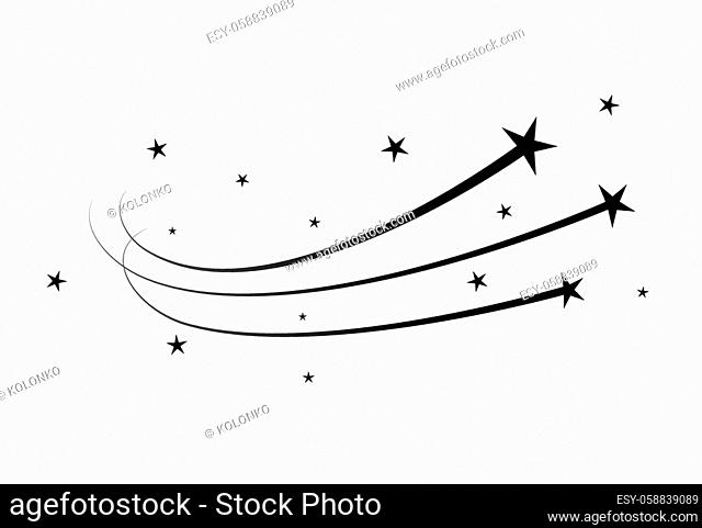 Magic star dust trail, star glitter vector shoot of comet. Flying meteorite stardust