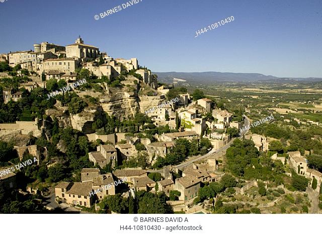 city, France, Europe, Gordes, hill, Luberon, overview, Provence, scenery, landscape, town, Vaucluse