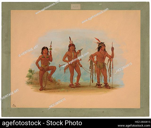 Lengua Medicine Man with Two Warriors, 1854/1869. Creator: George Catlin
