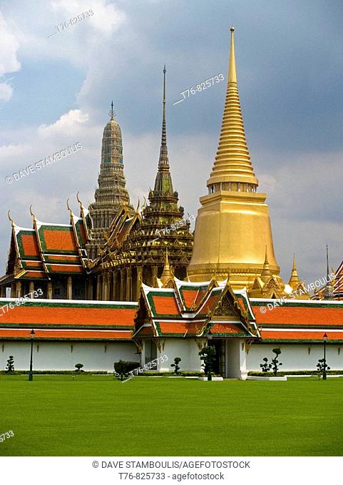 Outer view of the Grand Palace and Wat Phra Kaew in Bangkok Thailand