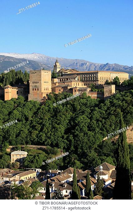 Spain, Andalusia, Granada, Alhambra, , Albayzin, Sierra Nevada