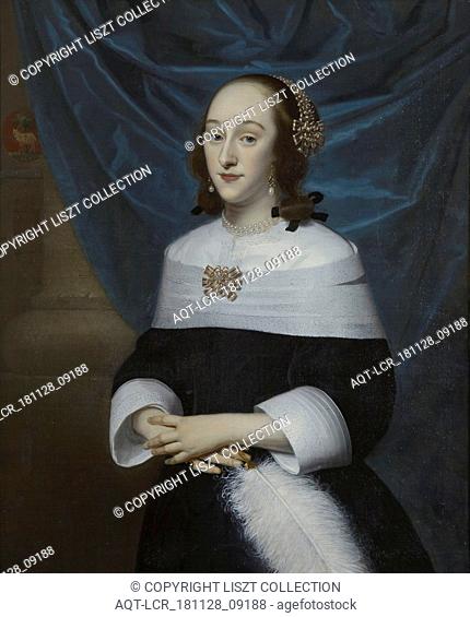 Isaack Luttichuys, Portrait of Johanna de Lange (1635-1673), portrait painting visual material linen oil paint, Standing rectangular portrait of woman...