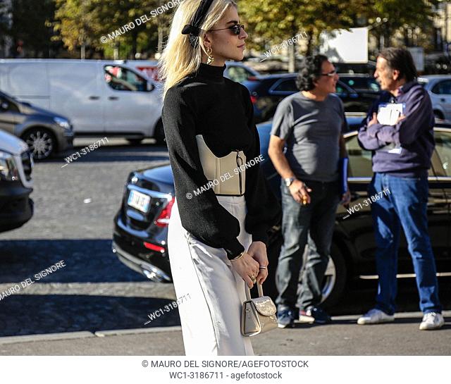 PARIS, France- September 26 2018: Caroline Daur on the street during the Paris Fashion Week