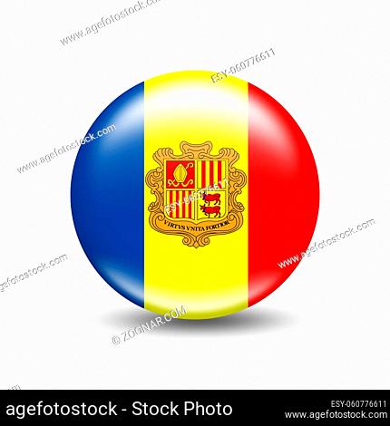 Andorra country flag in sphere with white shadow