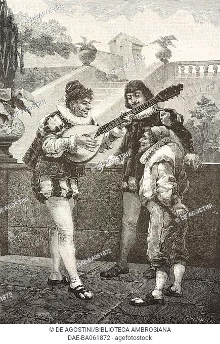 I buffoni di corte (Court Jesters), drawing by G Campi, illustration from the magazine L'Illustrazione Universale, year 2, nos 45-46, July 11, 1875