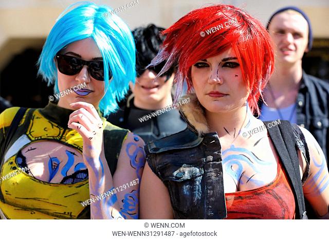 Hundreds of games characters including video games-inspired cosplayers, mascots and characters take part in London Games Festival Games Character Parade