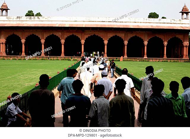 Diwan-I-Am or the Hall of public Audience used by the Emperor ; UNESCO World Heritage site the famous Delhi fort also known as Lal Qila  or Red Fort constructed...