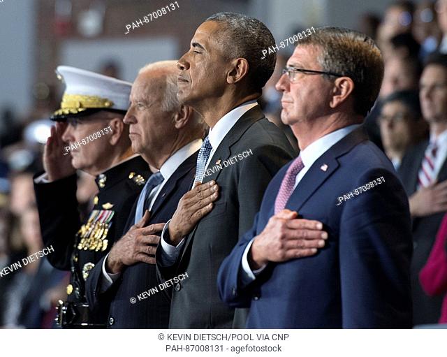 United States President Barack Obama (2nd-R), Vice President Joe Biden (2nd-L) Chairman of the Joint Chiefs of Staff Gen. Joseph Dunford Jr