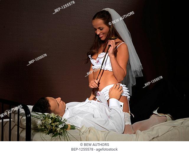 Newlyweds during their wedding night