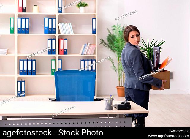 Dismissal and firing concept with woman employee