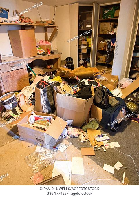 Trashed room inside of a foreclosed home in Fresno, California, United States