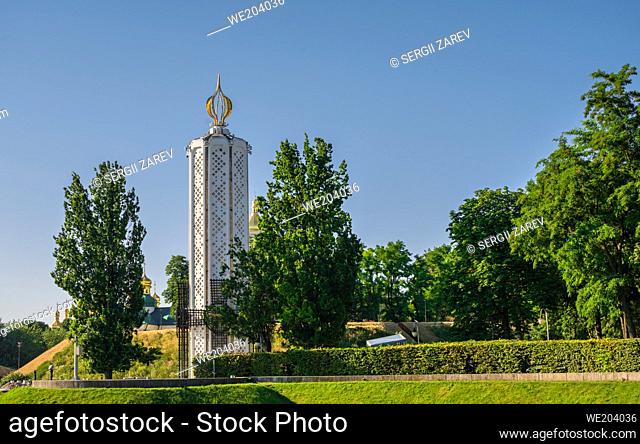 Kyiv, Ukraine. Holodomor Victims Memorial in the Park of Eternal Glory in Kyiv, Ukraine, on a sunny summer morning