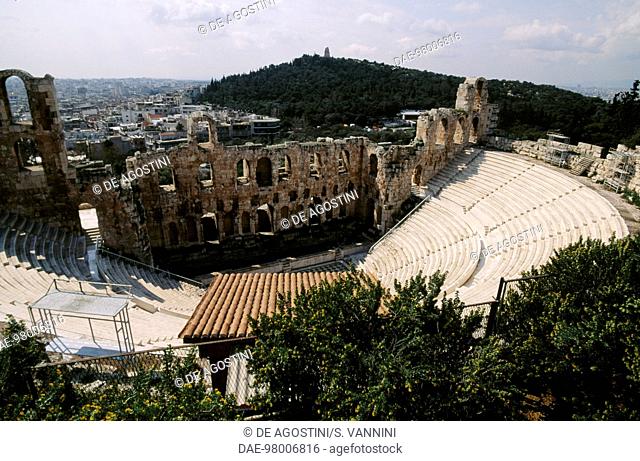The Odeon of Herodes Atticus, 161-174, Acropolis of Athens (UNESCO World Heritage List, 1987), Greece. Greek and Roman civilisation, 2nd century AD