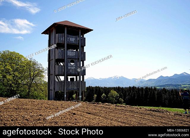 Germany, Bavaria, Upper Bavaria, Rosenheim district, Chiemgau, Rimsting, observation tower on the Ratzinger Höhe