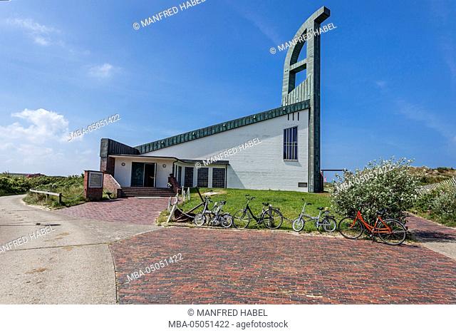 The Catholic island church Saint Nikolaus at island Langeoog, East Frisian island, Lower Saxony, Germany